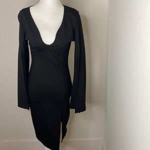 Black dress with slit -Never worn
